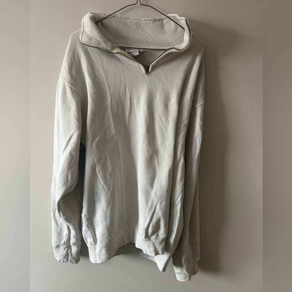 Vintage Cream Zip-Up Sweater - 2XL